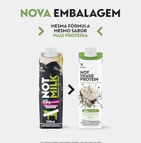 Bebida Not Shake Protein Baunilha Com Coco 250ml - Kit Com 3