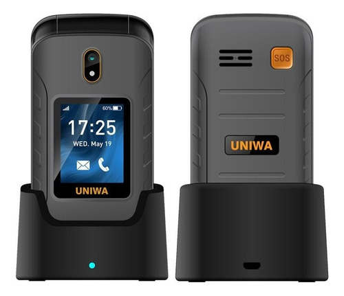 Uniwa V909t Pulsador Grande 4g Flip Phone Pantalla Dual