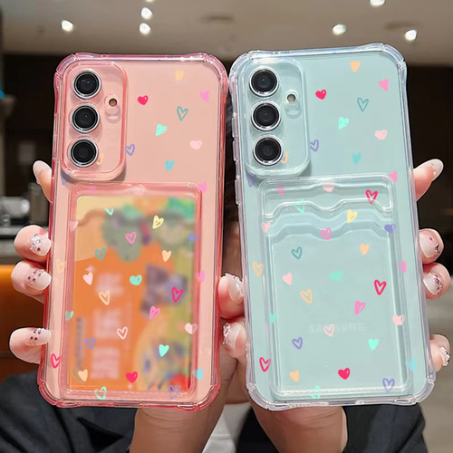 Funda De Tpu Para Samsung Galaxy Tipo Billetera Con Tarjetero Con Corazones Pequeños