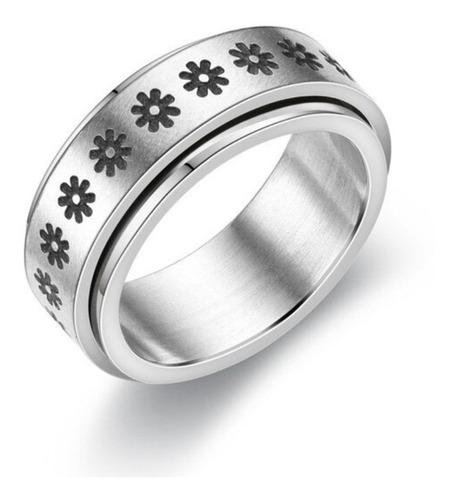 Anillo Antiestrés Ansiedad Giratorio Flores Joya Plata 950