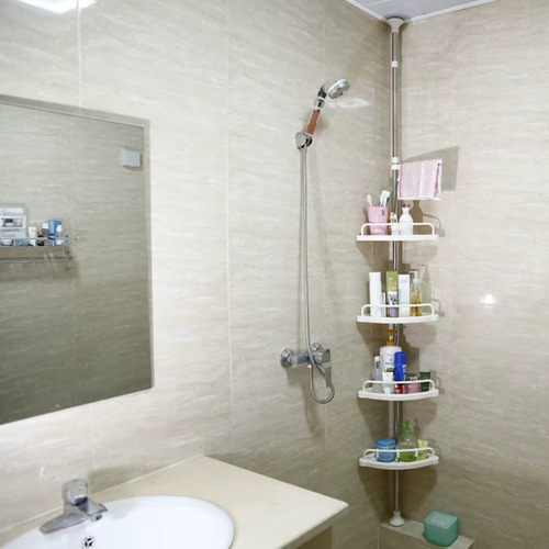 Estante Esquinero Baño Inoxidable Organizado- Sin Taladro Blanco