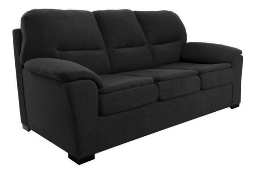 Sillon Sofa 3 Cuerpos Nevada Chenille Zaffiro Negro Ergonomico Premium Placa Soft Fullconfort