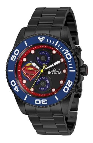 Reloj Invicta Dc Superman Cuarzo Acero Inoxidable Negro