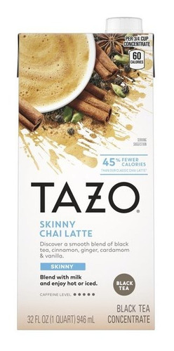 Tazo Concentrado Chai Latte Skinny Starbucks Bebida 1 Lto