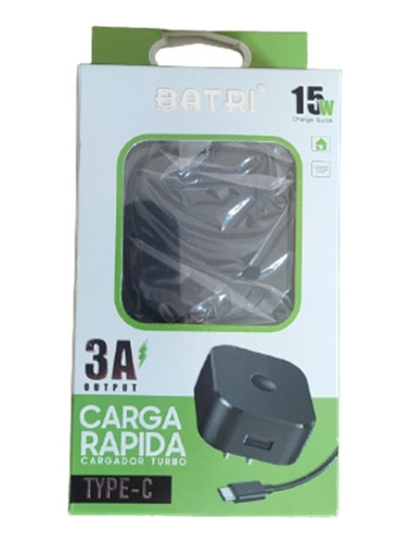 Adaptador Carga Rapida Turbo Batri 3a/usb Tipo C/15 Watts