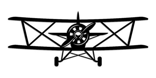Cuadro Avioneta - Madera Calada - Negro Deco - 60x20cm