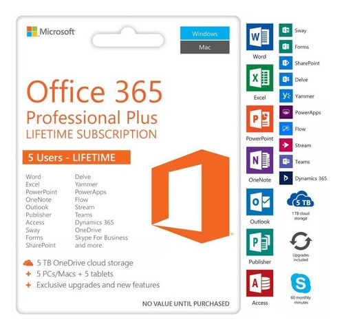 Office 365 2019 Licencia Original Permanente 5 Pc/mac/tablet