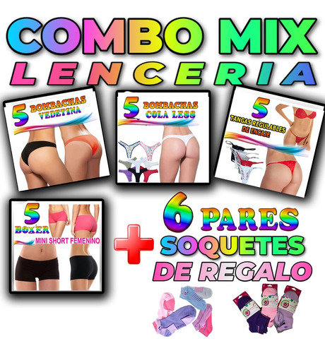 Combo Mix Lenceria * Less Vedetina Boxer + Medias De Regalo