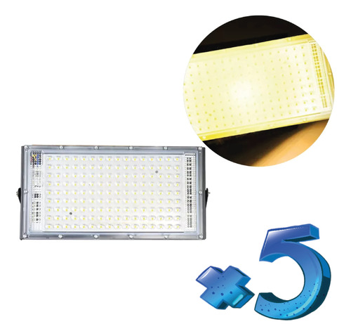 5 Pzas Reflector Lampara Exterio 150w Luz Cálida 3000k T4334