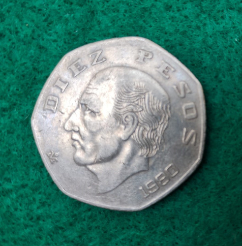 Moneda De 10 Pesos Hidalgo 1980 Usada. Níquel