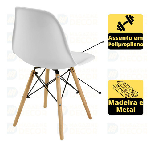 Mesa Inês 100cm Branca + 4 Cadeiras Eames Eiffel Cor Cinza
