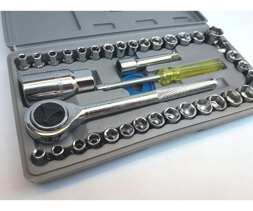 Caja De Herramientas Juego Llave Tubo Kit 40 Piezas Estuche