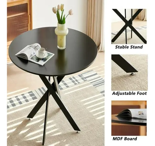 Mesa Redonda 47'' Para 4 6: Comedor Moderno Madera-metal