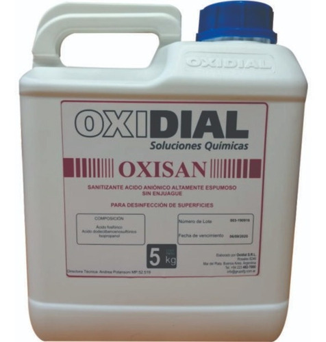 Limpiador Sanitizante Oxisan X 5kg Cerveza Artesanal Oxidial