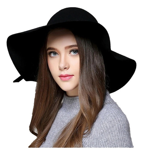 Sombrero Pava Fedora En Paño Para Mujer Talla Ajustable