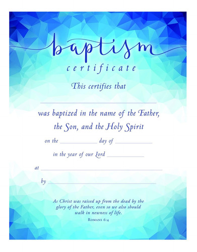 Certificado De Batismo Premium, Papel Colorido Kjv