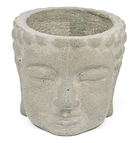 Vaso De Concreto Artesanal Decorativo Buda 10cm Cinza