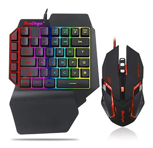 Combo De Teclado Rgb Para Juegos De Una Mano Y Mouse Retroil