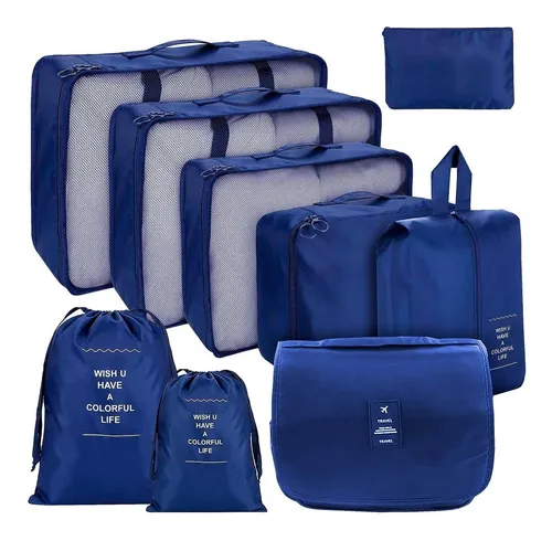 Organizador Valija Viaje Avion Set 9 Piezas Neceser Bolso.