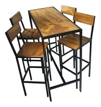 Comprar Mesa Barra 120x50 + 4 Taburetes Inclinados Altos Industrial 