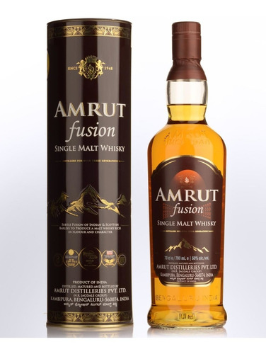 Imagen 4 de 8 de Whisky Single Malt Amrut Fusion India 700ml En Estuche