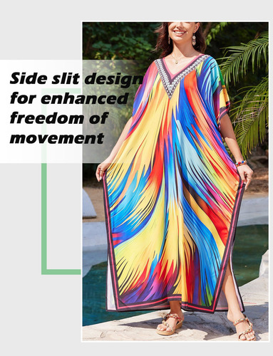 Cárdigan Tipo Kimono Largo De Gasa De Playa Para Mujer