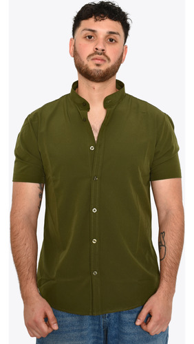 Camisa Verde Militar Cuello Tipo Mao Antifluidos M.c Moller