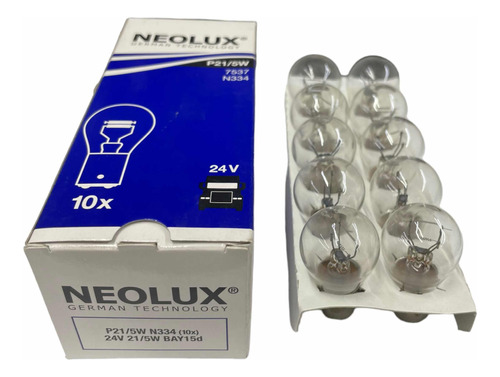 Set 10x Focos Halógeno Osram Neolux Camiones 24v 7537 P21/5w