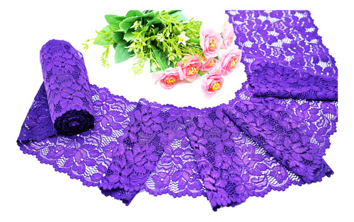 10 Metros De Encaje Alta Calidad 15.5cm Ancho. Ven003 Morado