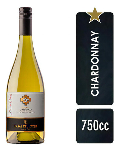 Vino Casas Del Toqui Reserva Chardonnay Bot 750cc, 14°