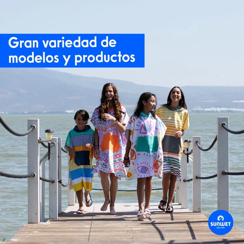 Poncho Microfibra Niños Estampado M/l Secado Rápido Sunwet Color Margaritas