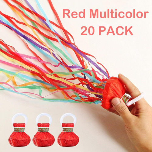 Pacote Com 20 Streamers Popper Hand Throw Streamers No Mess