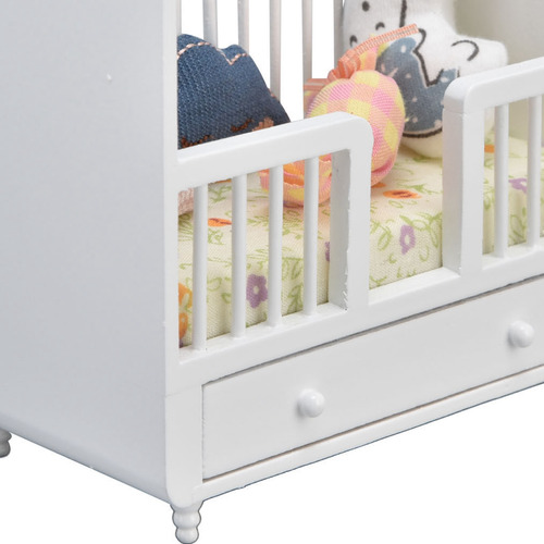 Cama De Berço Em Miniatura Dollhouse Baby Doll 1:12 Diy Wood