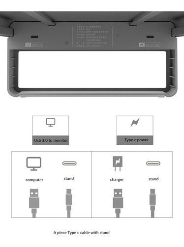 Imagen 5 de 5 de Base Soporte Escritorio Monitor Compu Aluminio Dock Usb 3.0