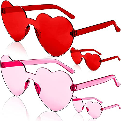 Clesdf Gafas De Sol Corazón Para Mujer, 4 Pares