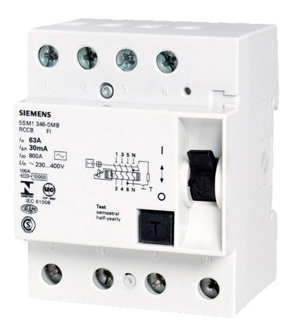 Interruptor Diferencial 4x63 30mh Siemens 5sm1346-0mb Gtia