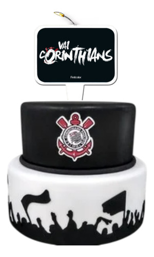 Vela Aniversário Festa Plana Topo Bolo Frase Vai Corinthians