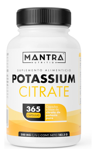 Citrato De Potasio De 365 Cápsulas Mantra Nutrition