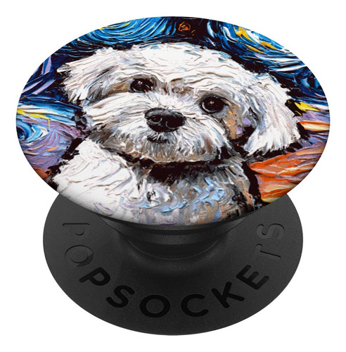 Maltipoo Starry Night White Maltese Caniche Art Aja Popgrip