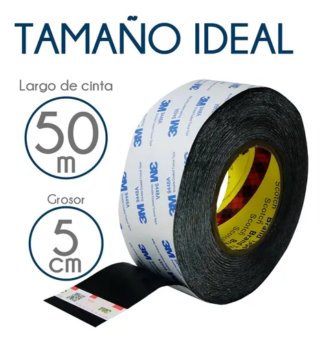 Cinta Negra Doble Cara 3m Para Celulares Cristales 50mmx50m