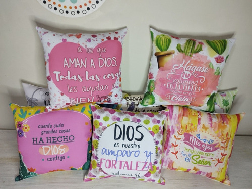 5 Almohadones Frases Cristianas 30*30