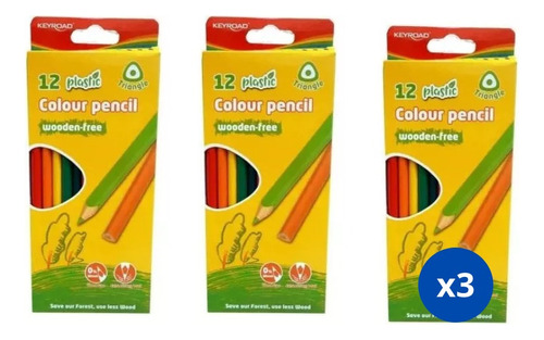 Pack X 3 Cajas De Lápices De Colores Combo Escolar Keyroad