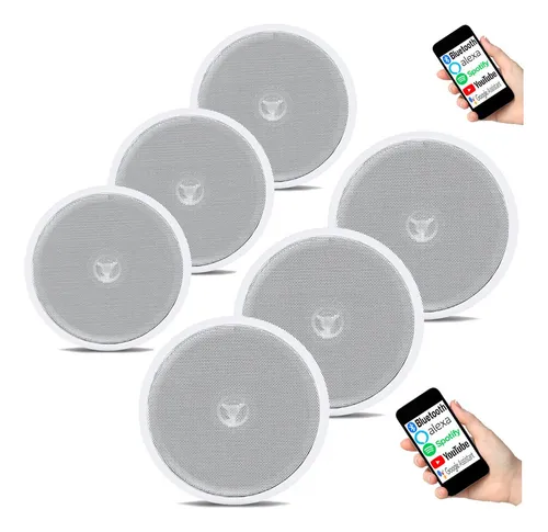 comprar 2 Kits Caixa De Som Ambiente Embutir 1 Bluetooth 2 Passivas