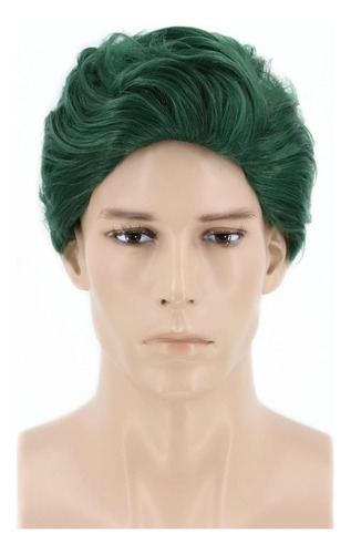 Peluca Corta Verde Para Hombre Disfraz Halloween Y Cosplay