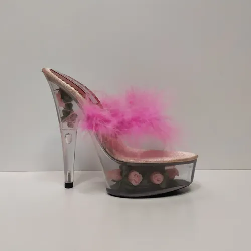 Sandalias Acrilico Transparente Taco Calado Talle 36 Mujer
