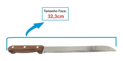 Imagem 3 de 7 de Faca Para Pão Bolo Serra Serrilhada Aço Inox Cabo Plástico