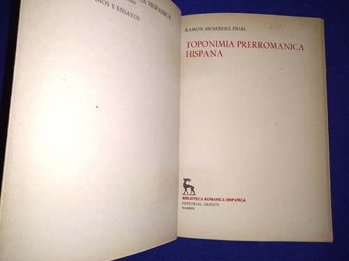 Toponimia Prerrománica Hispana.- Ramón Menéndez Pidal.