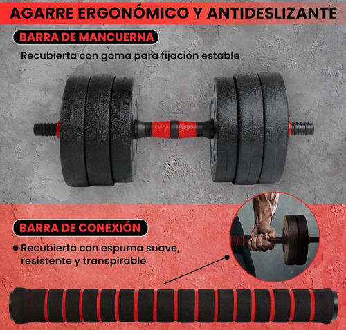 Set 2 Mancuernas 10 Kilos En Total Mas Barra Entrenamiento