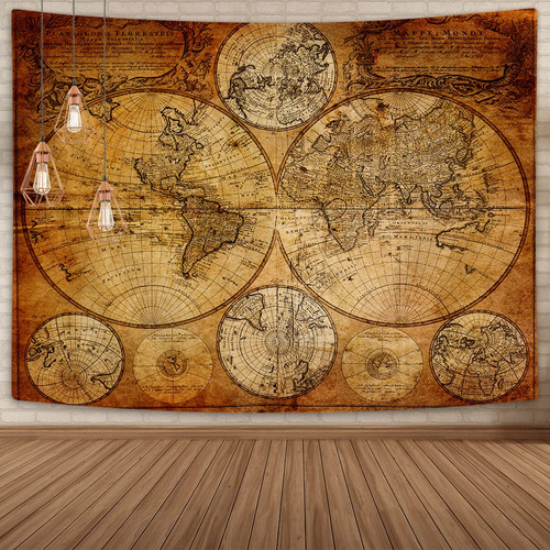 Coveime Tapiz Vintage Mapa Mundo Para Colgar Pared Diseño