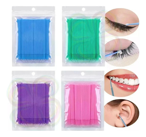 100 Microbrush + 50 Pincéis Para Lábios + 50 Pincéis Para